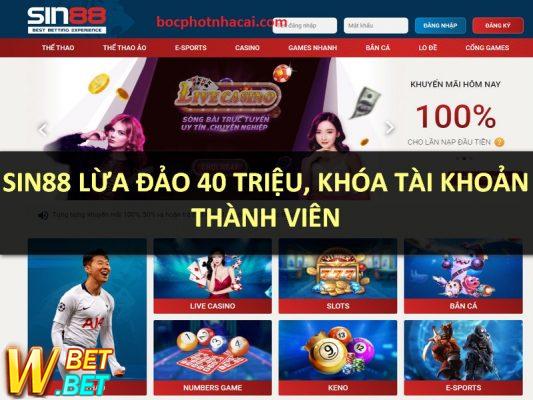 phốt Sin88 Lừa đảo